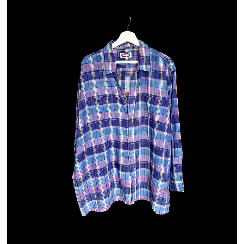 Alexander Lloyd Plaid Shirt Mens XXL 18.5‎ Blend Button Up Vintage Purple
